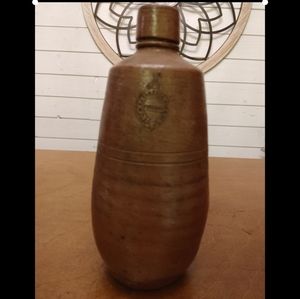 Antique Portugal Stoneware Wine Bottle